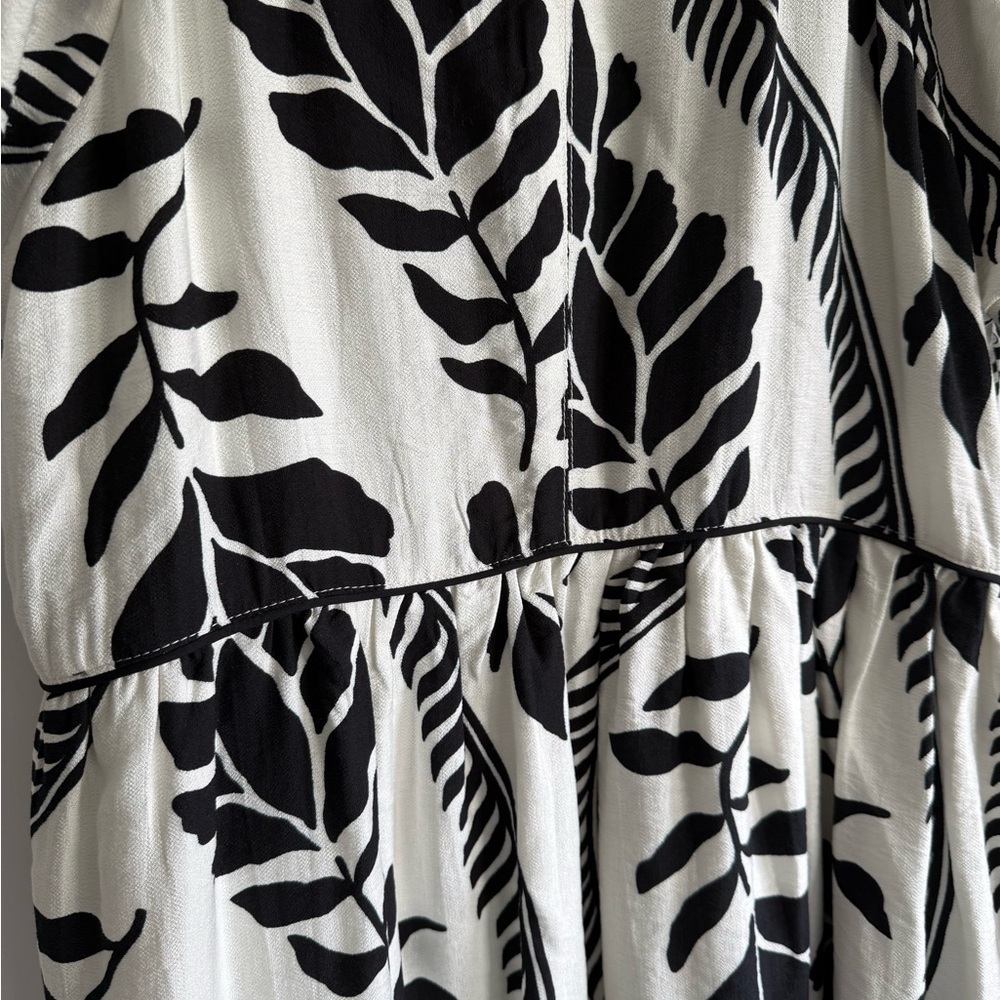 Rowan Boho Floral Black White Leaf Pattern Maxi Dress with Pockets SMALL NWT - Picture 10 of 10